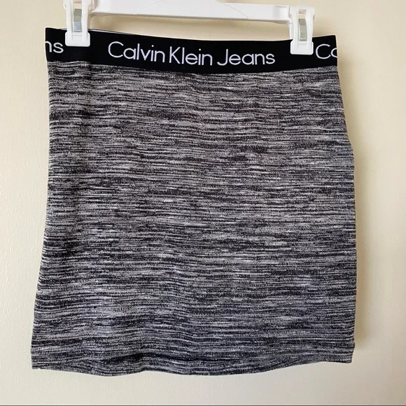 Calvin Klein grey space dye logo waistband mini bodycon skirt S - Picture 2 of 6